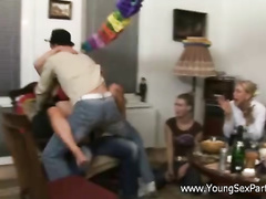 Young girls are watching their girlfriend getting fucked by two dudes