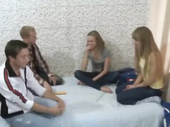 Teen friends are seducing their girlfriend to fuck all together